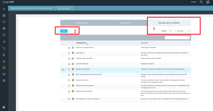 Manage report templates